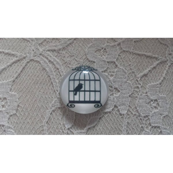 cabochon rond en verre 25mm oiseaux 015 