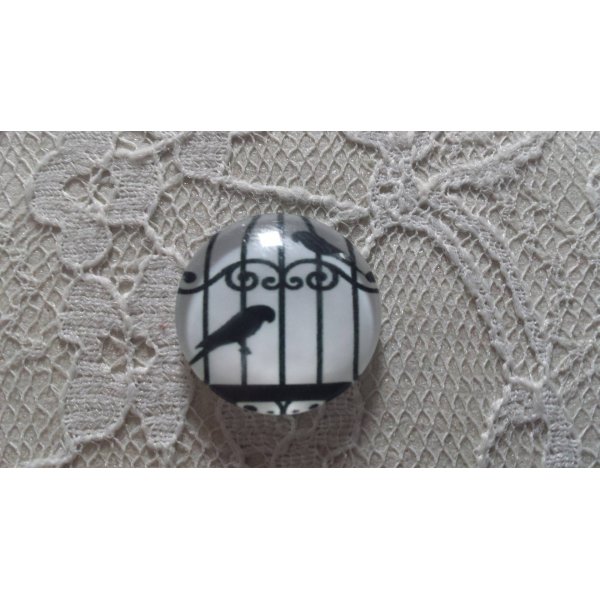cabochon rond en verre 25mm oiseaux 008 