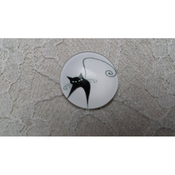 cabochon rond en verre 25mm chat 019 