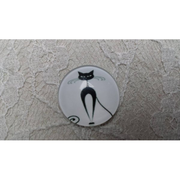 cabochon rond en verre 25mm chat 016 