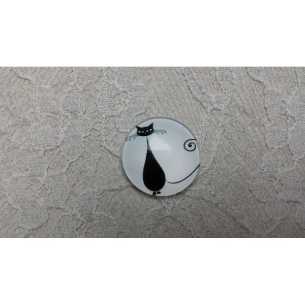 cabochon rond en verre 25mm chat 013 