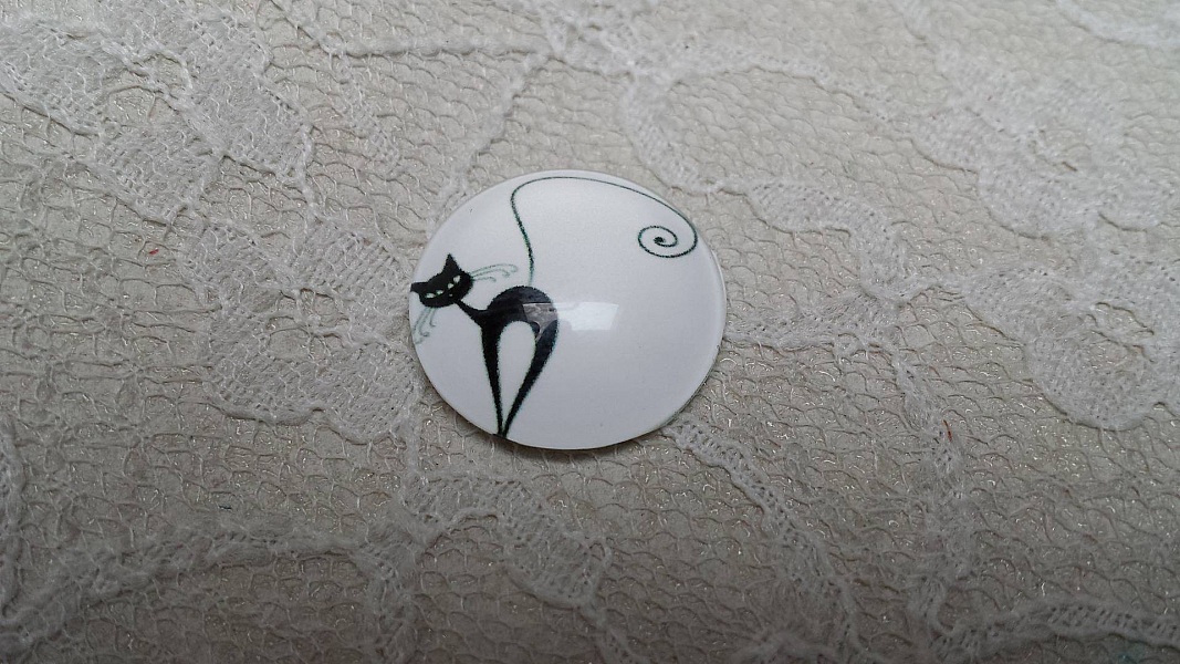 cabochon rond en verre 25mm chat 006 