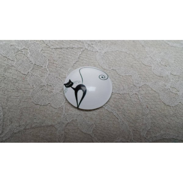 cabochon rond en verre 20mm chat 006 