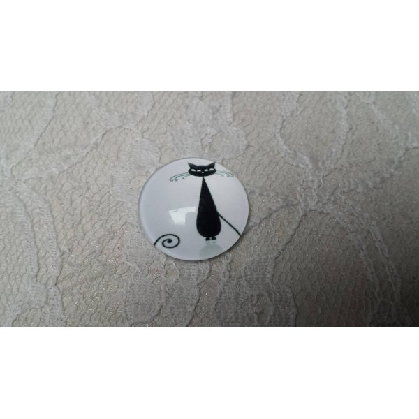 cabochon rond en verre 20mm chat 004 