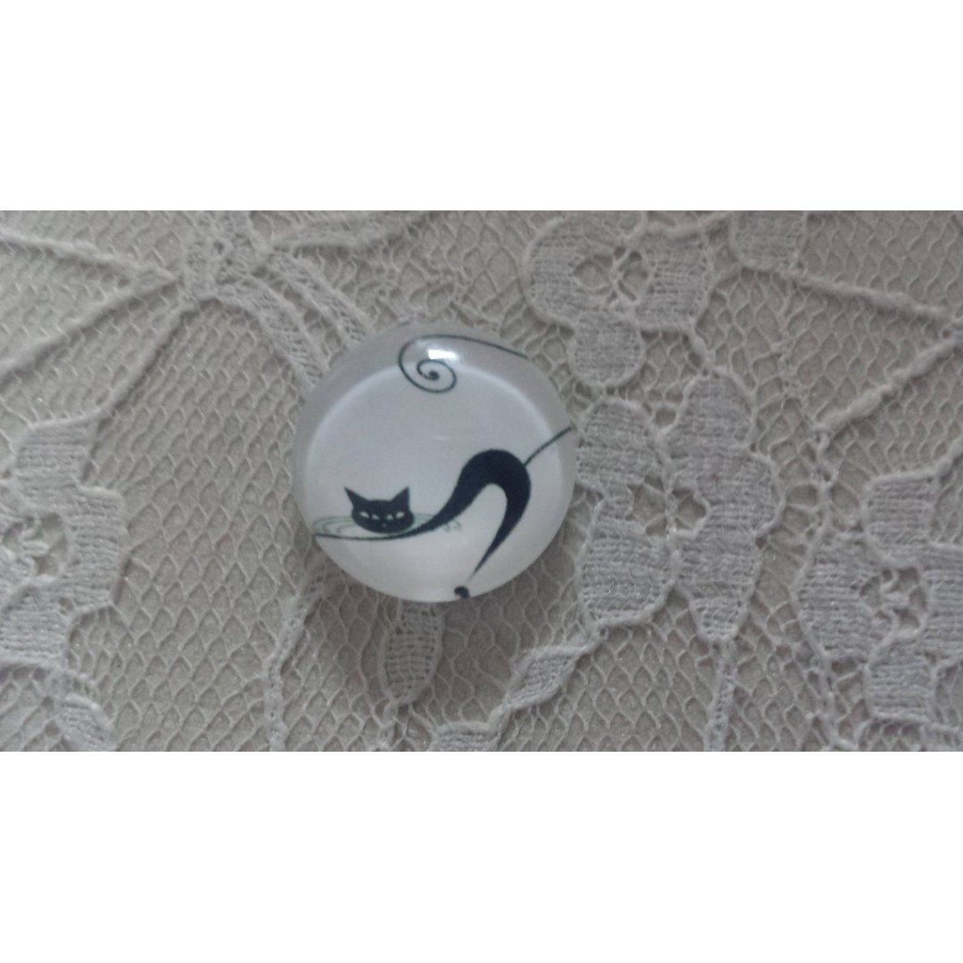 cabochon rond en verre 20mm chat 001 