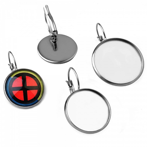 support cabochon rond acier inoxydable boucle d'oreille 12 mm N&deg;07
