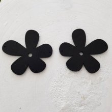 Fleur Bois pendentif ou connecteur 57 mm Noir