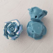 Fleur Faïence 15 mm N°02-07 Bleu turquoise