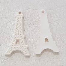 Breloque pendentif Tour Eiffel résine Blanc
