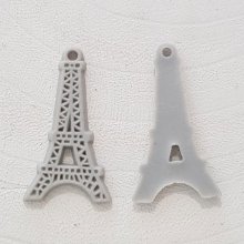 Breloque pendentif Tour Eiffel résine Gris