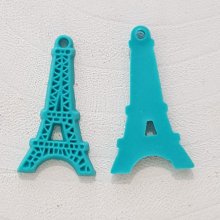 Breloque pendentif Tour Eiffel résine Turquoise