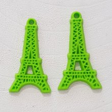 Breloque pendentif Tour Eiffel résine Vert
