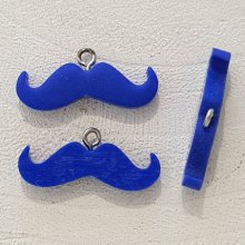 Breloque pendentif Moustache N°01 Bleu