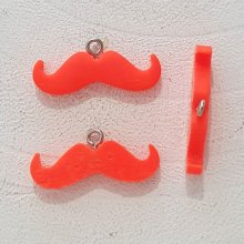 Breloque pendentif Moustache N°12 Orange fluo
