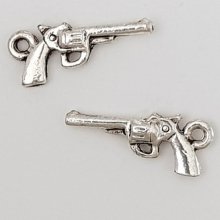 Breloque revolver pistolet N°01 Argent x 10 pièces