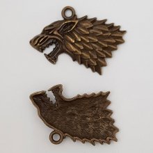 Breloque Tête de Loup N°01 Bronze 