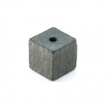 10 Perles Bois Cube / Carré 10 mm Gris Foncé