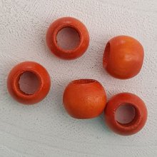 5 Perles Bois Ronde 14/11 mm Orange