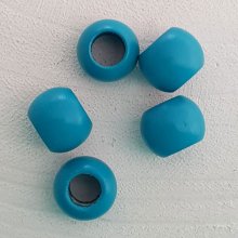 5 Perles Bois Ronde 14/11 mm Turquoise