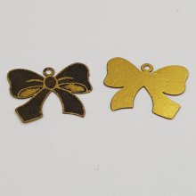 Breloque Nœud N°17 breloque noeud papillon ruban en métal fin doré