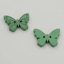 Bouton bois papillon vert N°01-07