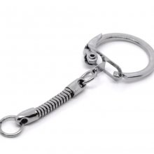 Porte clés argenté en métal 6 cm