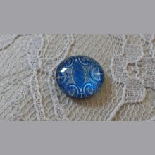 cabochon rond en verre 12mm fleur bleu 039 