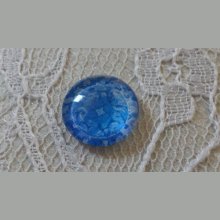 cabochon rond en verre 12mm fleur bleu 015 