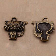 lot de 5 breloques chats en métal bronze-N°01 Pendentif Chat 