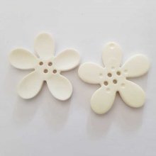 Fleur Orchidée résine 4 trous 20 x 3 mm Blanc