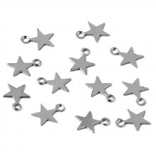 5 Breloques en Acier Inoxydable étoile argent 8 x 6mm
