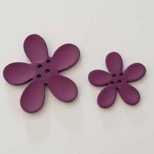 Lot Fleur Orchidée résine 4 trous Violet Foncé