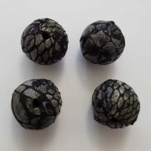 Perle ronde serpent 20 mm Noir