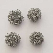 Perle ronde fil de fer métal fantaisie 24 mm Gris Argenté