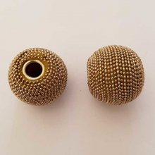 Perle ronde métal fantaisie 34 mm Doré Argent