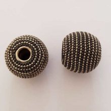 Perle ronde métal fantaisie 34 mm Noir Argent