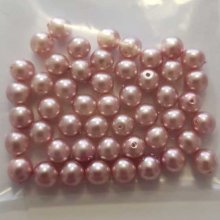 Perle ronde verre effet nacré rose 6 mm N°01