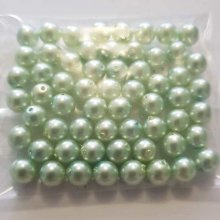 Perle ronde verre effet nacré vert 01 6 mm N°01
