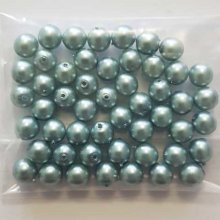 Perle ronde verre effet nacré bleu vert 6 mm N°01