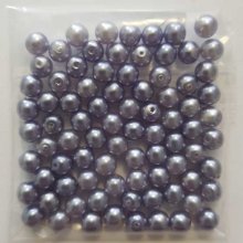 Perle ronde verre effet nacré bleu mauve 6 mm N°01