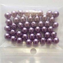Perle ronde verre effet nacré mauve 6 mm N°01