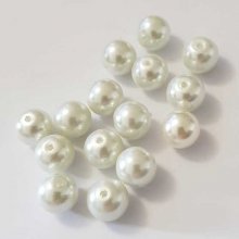 Perle ronde verre effet nacré blanc-01 10 mm N°01