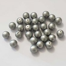 Perle ronde verre effet nacré gris 10 mm N°01