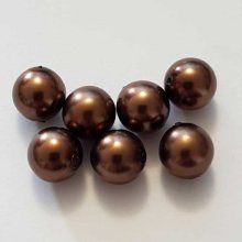 Perle ronde verre effet nacré marron-01 10 mm N°01