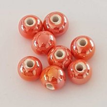 Perle ronde céramique orange 12 mm N°04