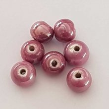 Perle ronde céramique mauve 11 mm N°05