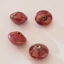 Perle fantaisie soucoupe céramique rouge 20 mm N°4