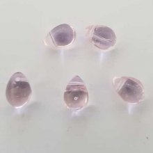 Petite Perle Goutte en Verre Rose Transparent 9 mm x 6 mm
