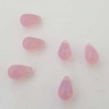 Petite Perle Goutte en Verre Rose 02 Transparent 9 mm x 6 mm