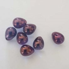 Perle Goutte en Verre Bleu Mauve 12 mm x 9 mm